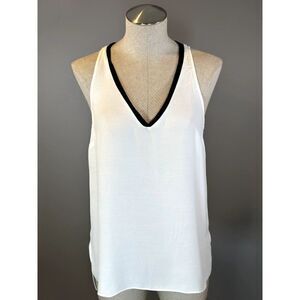 River Island NWT Puritan 2 V-Neck Tank in White Size 6
